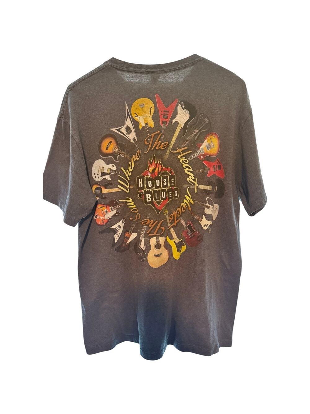 House of Blues T Shirt Mens Large Blue Guitar Logo Graphic